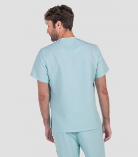 Casaca sanitaria microfibra y punto Aguamarina