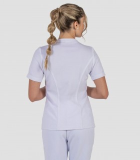 Casaca sanitaria mujer microfibra y punto Blanco
