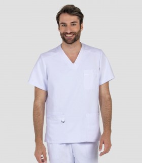 Casaca sanitaria microfibra y punto blanca