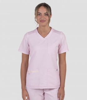 Casaca sanitaria mujer microfibra y punto Rosa