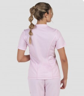 Casaca sanitaria mujer microfibra y punto Rosa