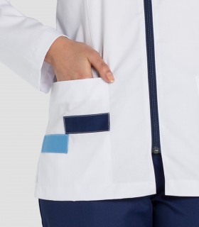 Casaca sanitaria mujer Contraste Azul manga larga
