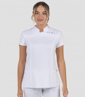 Casaca sanitaria blanca mujer estilo japonés