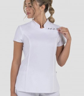 Casaca sanitaria blanca mujer estilo japonés