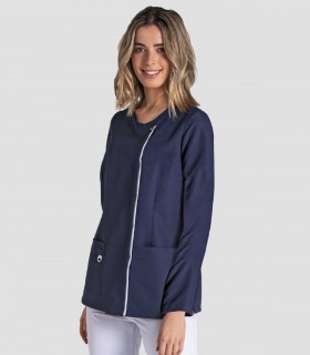 Casaca sanitaria Microfibra Marino tapeta Blanca