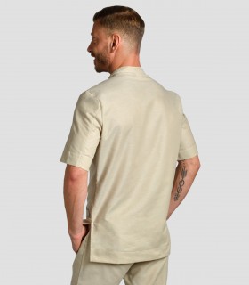 Casaca sanitaria unisex cuello Mao Beige