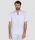 Casaca sanitaria unisex cuello Mao Blanca
