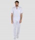Casaca sanitaria unisex cuello Mao Blanca
