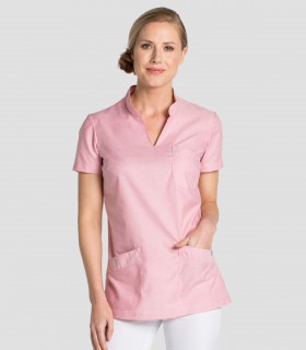 Casaca sanitaria mujer cuello Mao Rosa