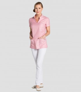 Casaca sanitaria mujer cuello Mao Rosa