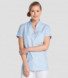 Casaca sanitaria mujer cuello Mao Celeste