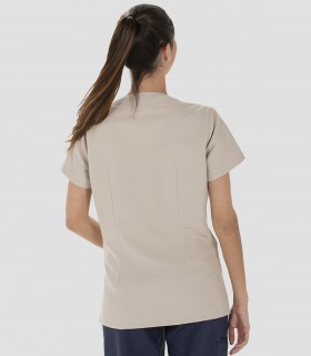 Casaca sanitaria mujer Microfibra Beige tapeta Azul marino