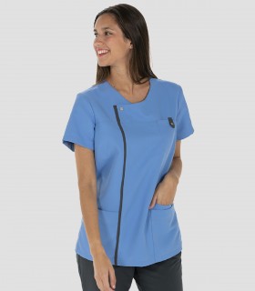Casaca sanitaria mujer Microfibra Celeste tapeta