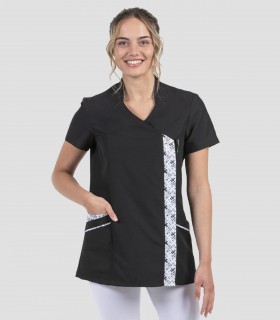 Casaca sanitaria Negra detalle estampado