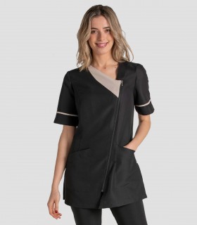 Casaca Levita Negra solapa Beige