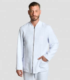 Casaca sanitaria unisex Blanca cremallera Dorada