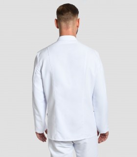 Casaca sanitaria unisex Blanca cremallera Dorada