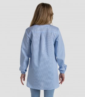 Bata maestra Cuadro Azul Manga larga