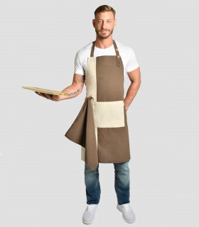 Delantal con peto loneta Marrón