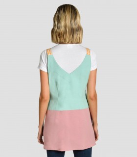 Estola en loneta bicolor en turquesa y rosa