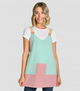 Estola en loneta bicolor en turquesa y rosa