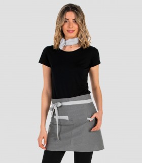 Delantal corto en loneta bicolor en tonos grises