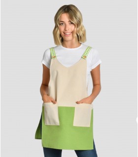 Estola en loneta bicolor en beige y verde pistacho