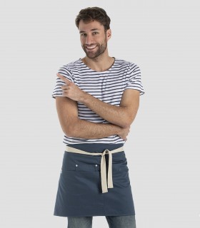 Delantal corto azul petróleo con bolsillos