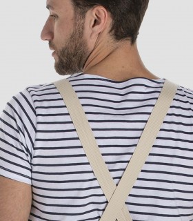 Delantal con peto con bolsillos en color verde caqui