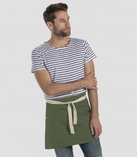 Delantal corto verde caqui con bolsillos