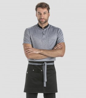 Delantal corto negro con bolsillos para camarero