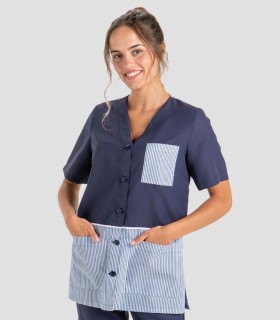 Casaca laboral para servicio doméstico y limpieza azul marino