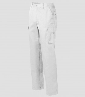 Pantalón de trabajo multibolsillos elástico Blanco