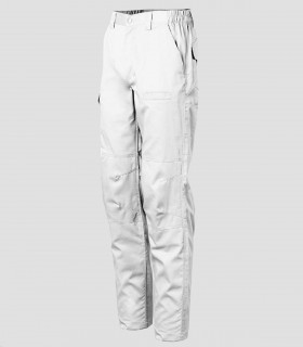 Pantalón de trabajo multibolsillos elástico reforzado blanco