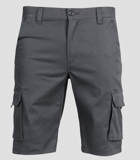 Bermuda de trabajo multibolsillos elástico Gris