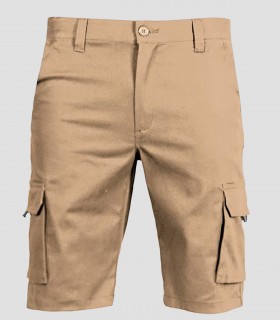 Bermuda de trabajo multibolsillos elástico Beige