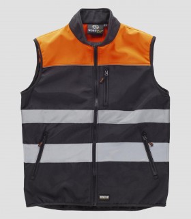 Chaleco Workshell Alta visibilidad Negro y Naranja