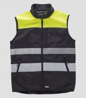 Chaleco Workshell Alta visibilidad Negro y Amarillo