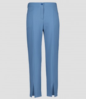 Pantalón mujer abertura en bajo Microfibra elástica Azul grisáceo
