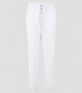 Pantalón mujer bajo vuelto Microfibra elástica Blanco