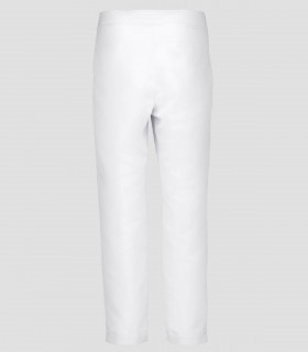 Pantalón mujer bajo vuelto Microfibra elástica Blanco