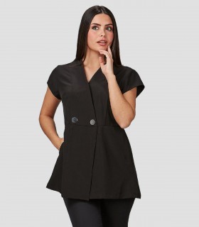 Casaca mujer Lirio Negra en Microfibra elástica para peluquería y estética