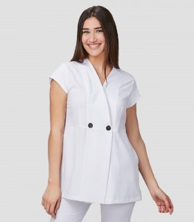 Casaca mujer Lirio Blanca en Microfibra elástica para peluquería y estética