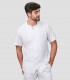 Casaca unisex Beleño Blanca en Microfibra elástica para peluquería y estética