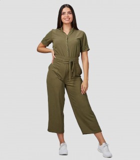 Mono mujer Bambula Verde musgo para peluquería y estética