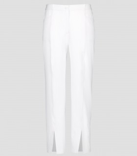 Pantalón mujer abertura en bajo Microfibra elástica Blanco