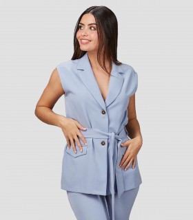 Chaleco mujer Solapa Arabis Azul maya para peluquería y estética