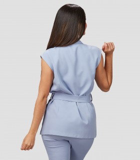 Chaleco mujer Solapa Arabis Azul maya para peluquería y estética