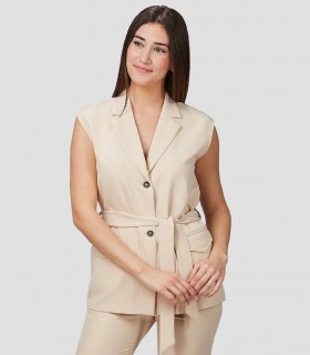 Chaleco mujer Solapa Arabis Beige para peluquería y estética