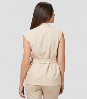 Chaleco mujer Solapa Arabis Beige para peluquería y estética